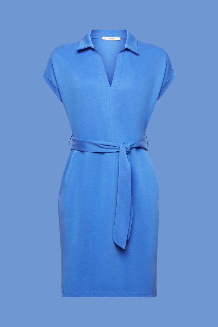 Stickad klänning med knytskärp, TENCEL™, BRIGHT BLUE, detail image number 6