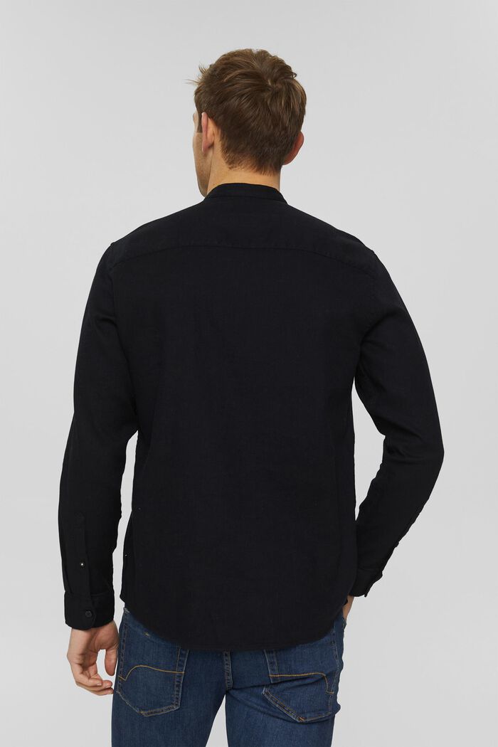 Bomullsskjorta med ståkrage, BLACK, detail image number 2