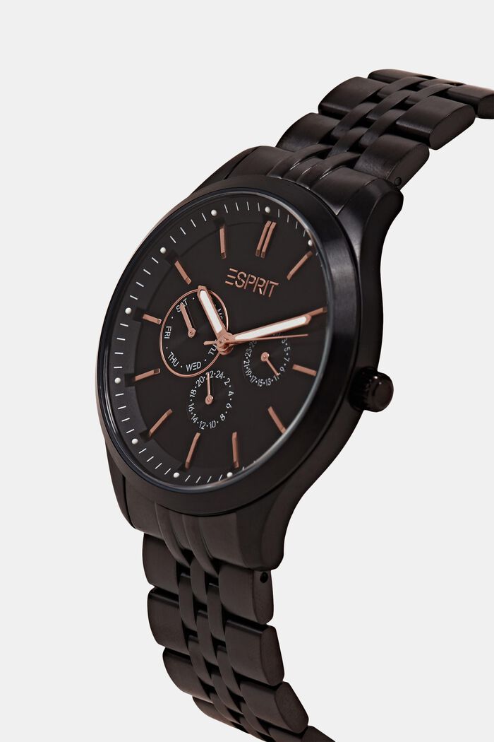 Klocka i rostfritt stål med länkarmband, BLACK, detail image number 1