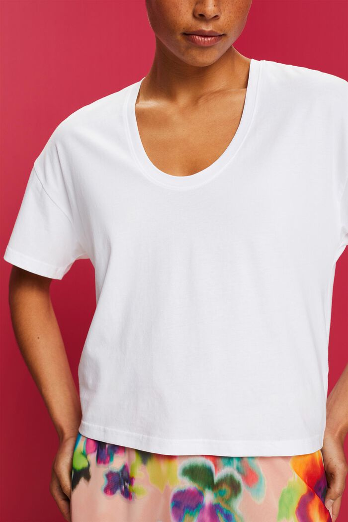 Kort oversize-T-shirt, 100% bomull, WHITE, detail image number 2