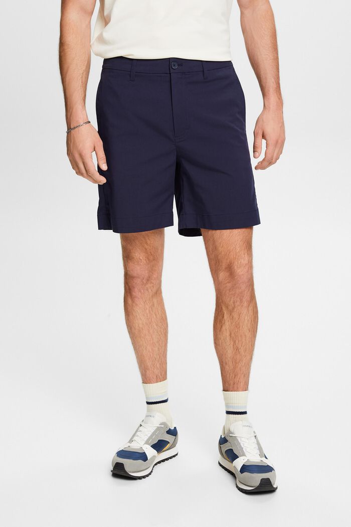 Chinoshorts i twill med stretch, NAVY, detail image number 0