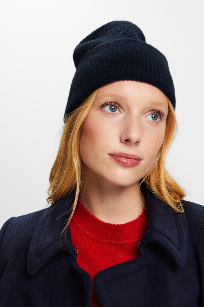 Ribbstickad beanie, NAVY, detail image number 2