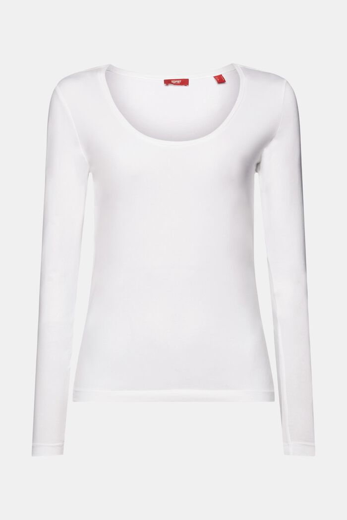 Långärmad T-shirt med rund ringning, WHITE, detail image number 7