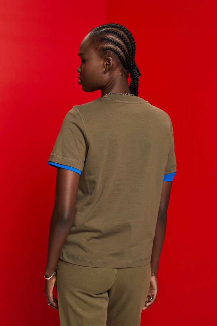 Ledig T-shirt, 100% bomull, KHAKI GREEN, detail image number 3