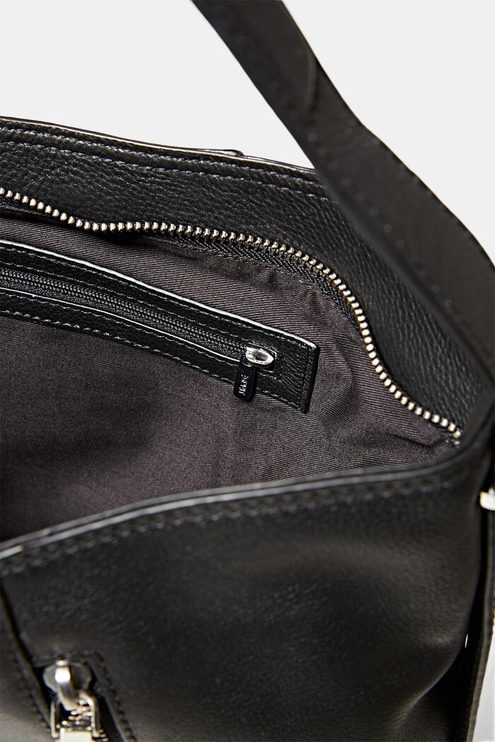 Skinnväska med dragkedjefack, BLACK, detail image number 4
