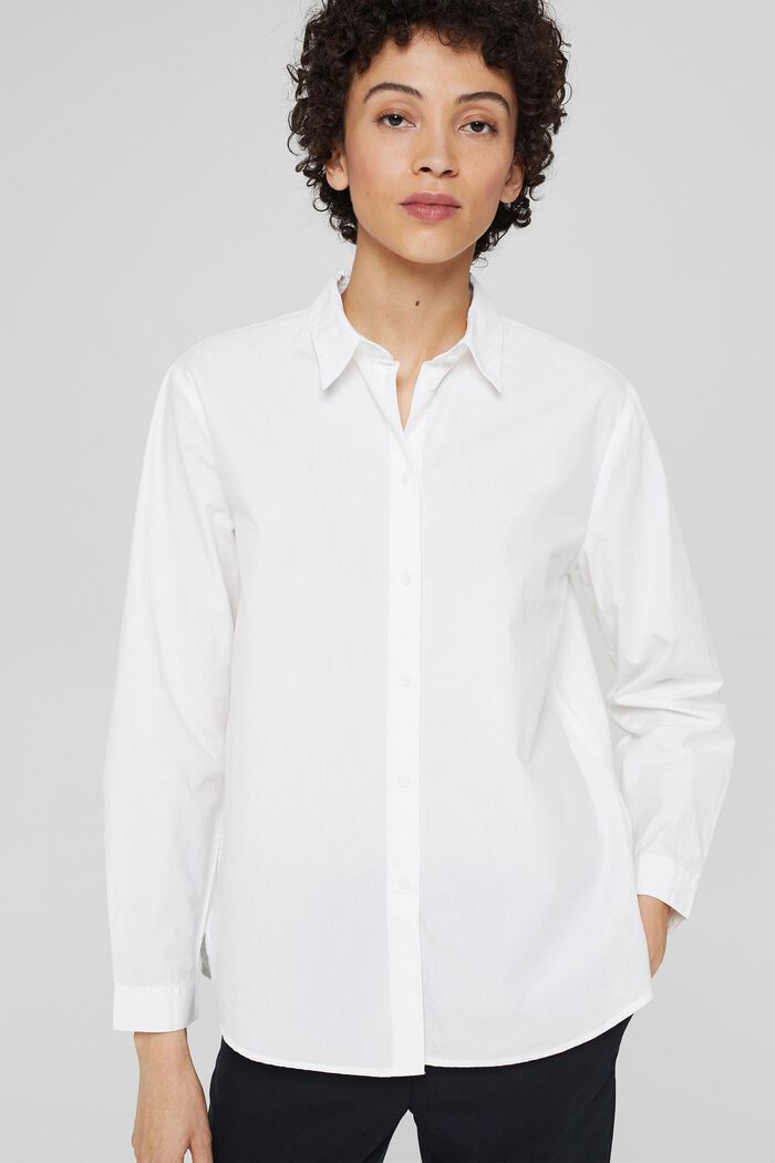 Oversize-skjortblus av bomull, WHITE, overview