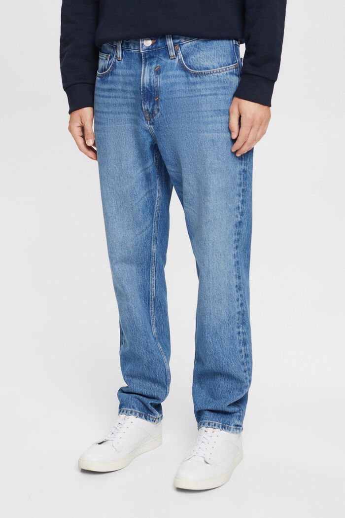 Jeans med raka ben, ekologisk bomull, BLUE MEDIUM WASHED, detail image number 0