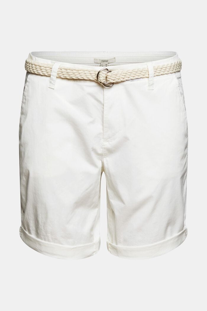 Shorts med vävt skärp, WHITE, detail image number 7