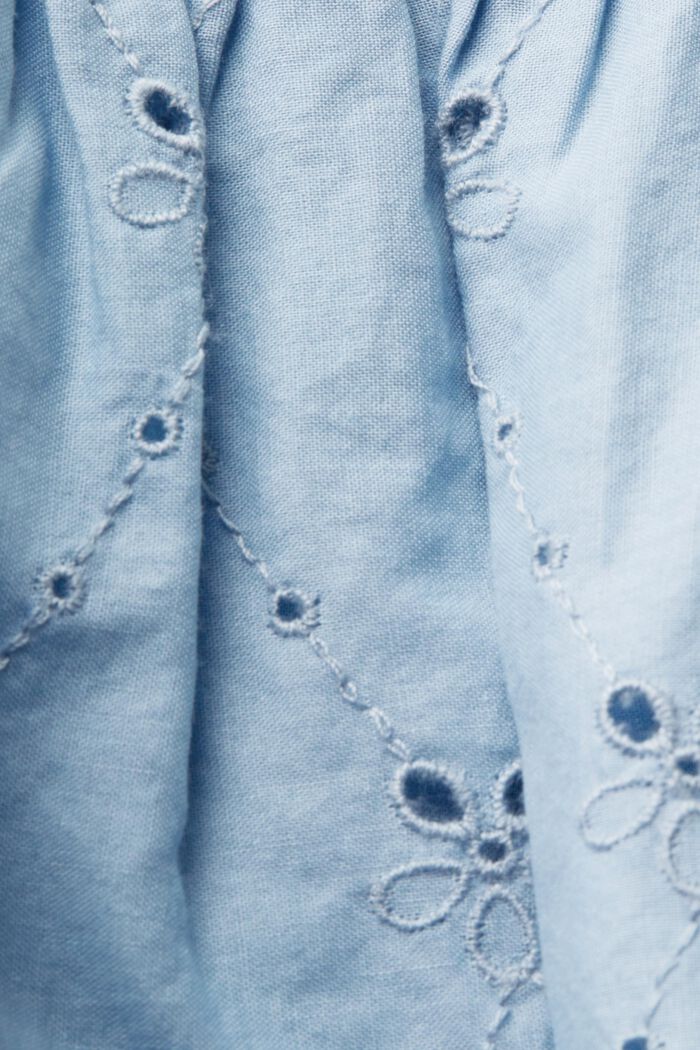 Broderad klänning, 100% bomull, LIGHT BLUE LAVENDER, detail image number 4