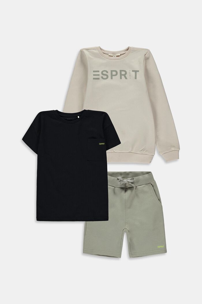 Mixat set: Sweatshirt, T-shirt och shorts, LIGHT BEIGE, detail image number 0