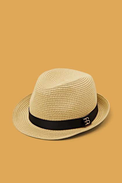 Trilby-hatt i strå med vävt hattband