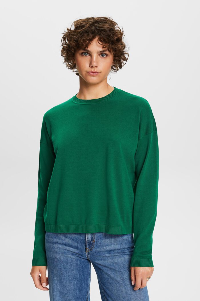 Oversize-tröja, 100% bomull, DARK GREEN, detail image number 0