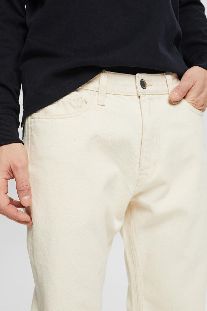 Raka jeans med medelhög midja, OFF WHITE, detail image number 4