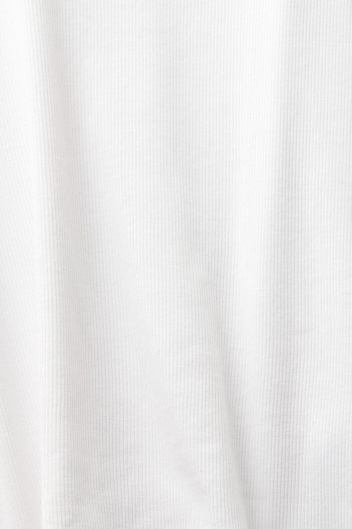 Ribbad V-ringad T-shirt, OFF WHITE, detail image number 5