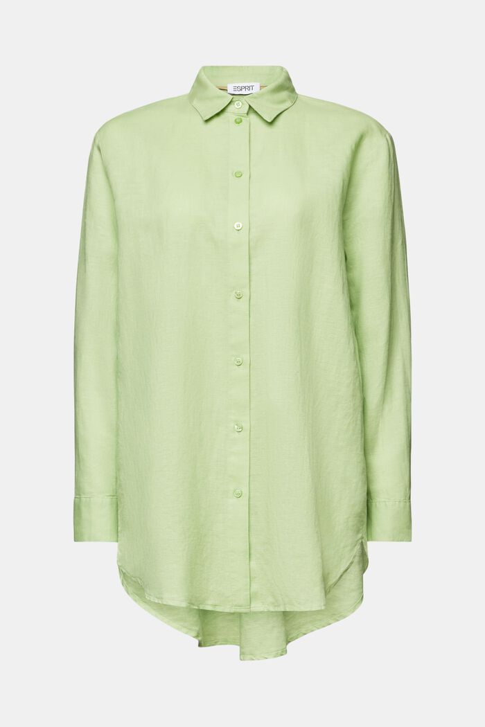 Skjorta i linne-bomullsmix, LIGHT GREEN, detail image number 5
