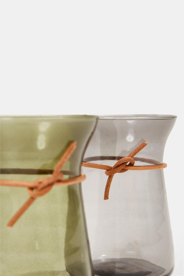 Set med 2 vaser, med skinnband, GREEN, detail image number 1