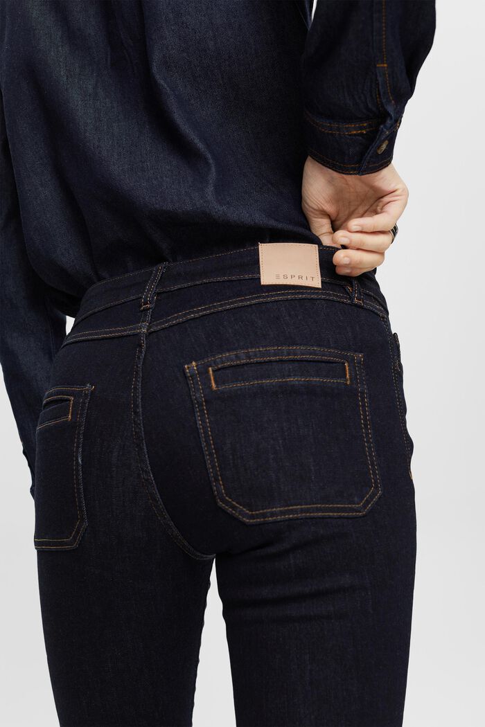 Skinny-jeans med utsvängda benslut, BLUE DARK WASHED, detail image number 4
