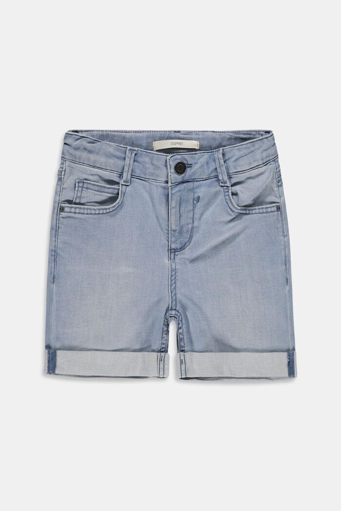 Jeansshorts med hög, reglerbar midja, BLUE BLEACHED, detail image number 0