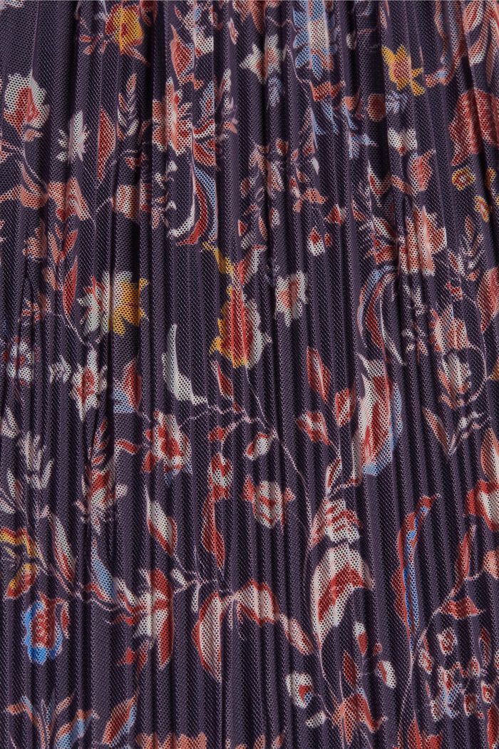 Plisserad meshklänning med blommönster, NAVY, detail image number 4