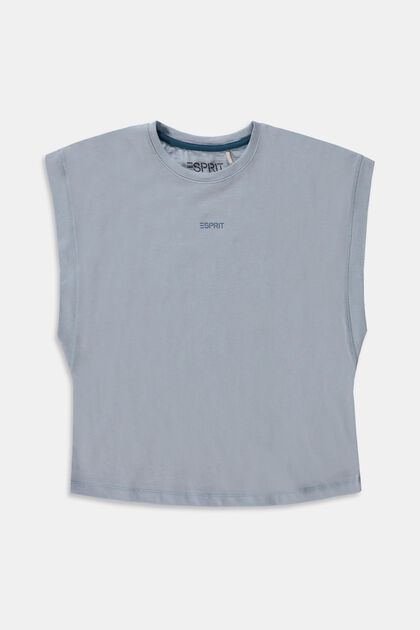 T-shirt i 100% bomull med boxig passform, PASTEL BLUE, overview