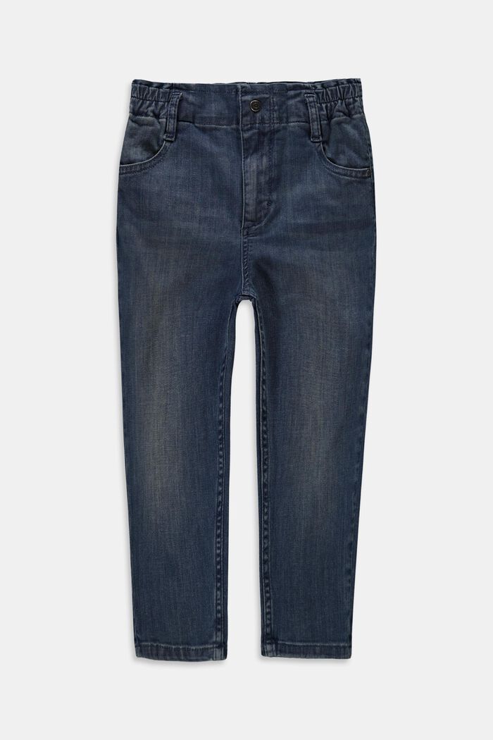 Paperbag-jeans i bomull, BLUE LIGHT WASHED, detail image number 0