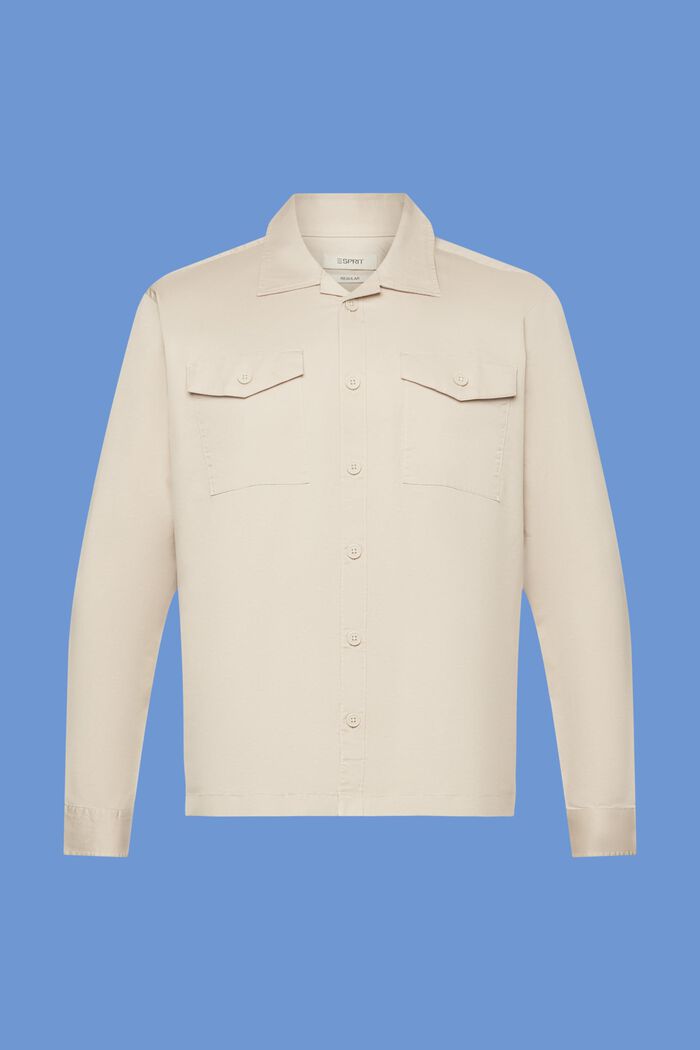 Bomullsskjorta med två bröstfickor, LIGHT TAUPE, detail image number 6