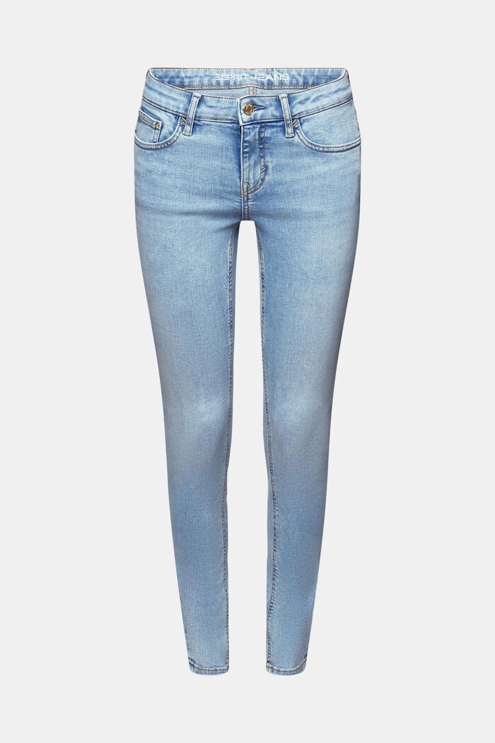Skinny-jeans med mellanhög midja, BLUE LIGHT WASHED, detail image number 7