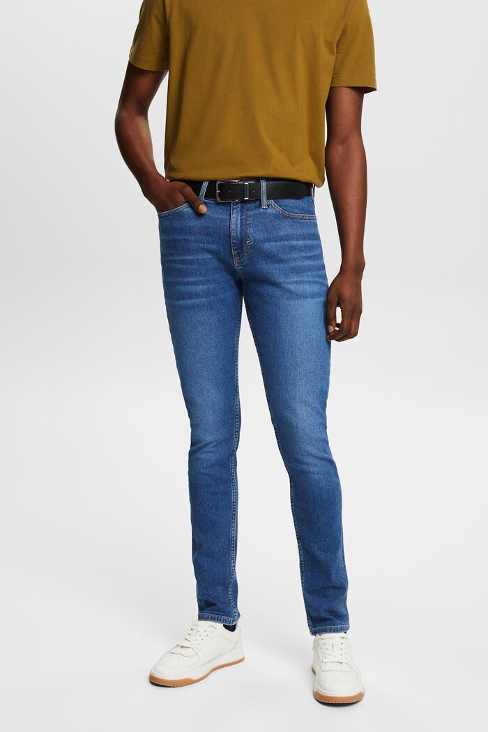 Skinny-jeans med mellanhög midja, BLUE MEDIUM WASHED, detail image number 0