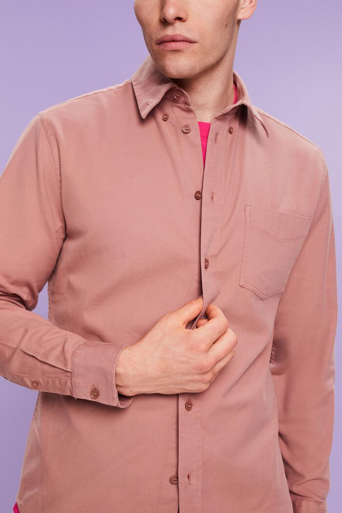 Skjorta i twill med normal passform, DARK OLD PINK, detail image number 3