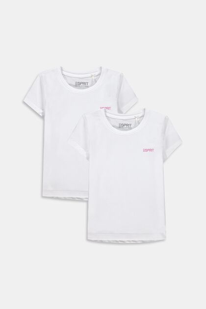 T-shirts i 2-pack av 100% bomull, WHITE, overview