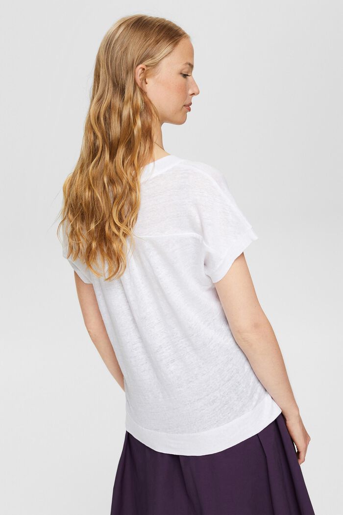 T-shirt med batikränder, 100% linne, WHITE, detail image number 3