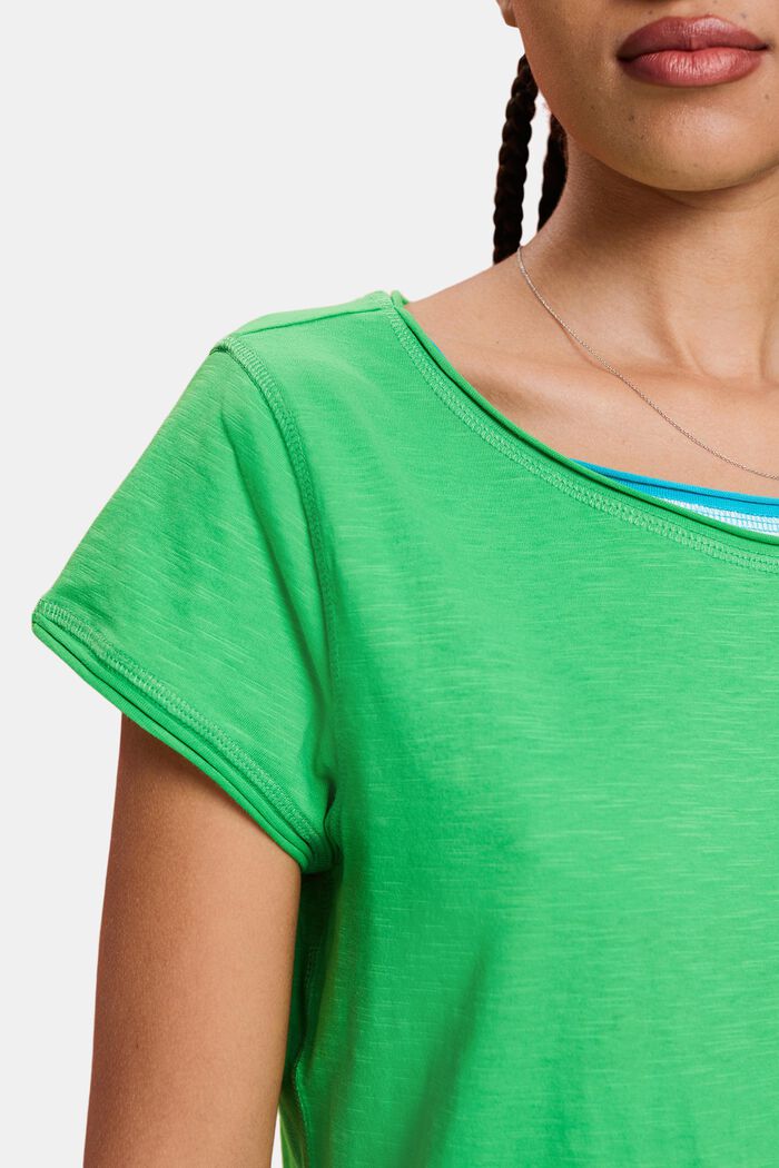 T-shirt i bomull med slub-struktur, GREEN, detail image number 3