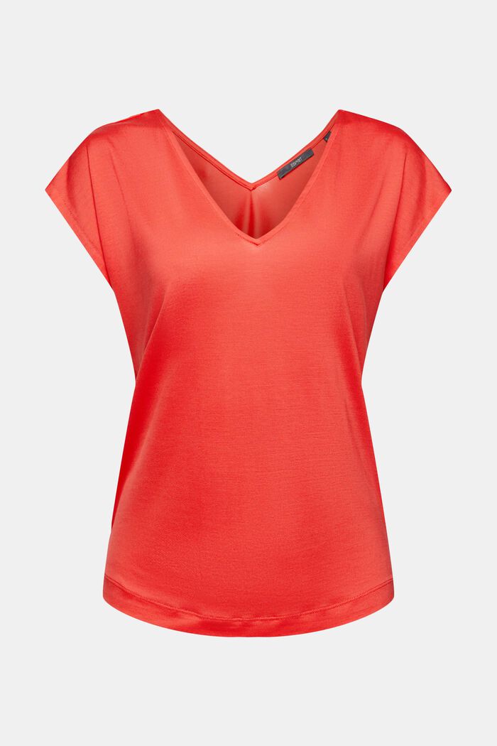 Av TENCEL™: T-shirt med V-ringning, RED, detail image number 5
