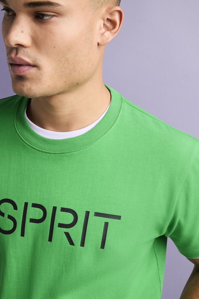 T-shirt i bomullsjersey med logo, unisexmodell, GREEN, detail image number 5