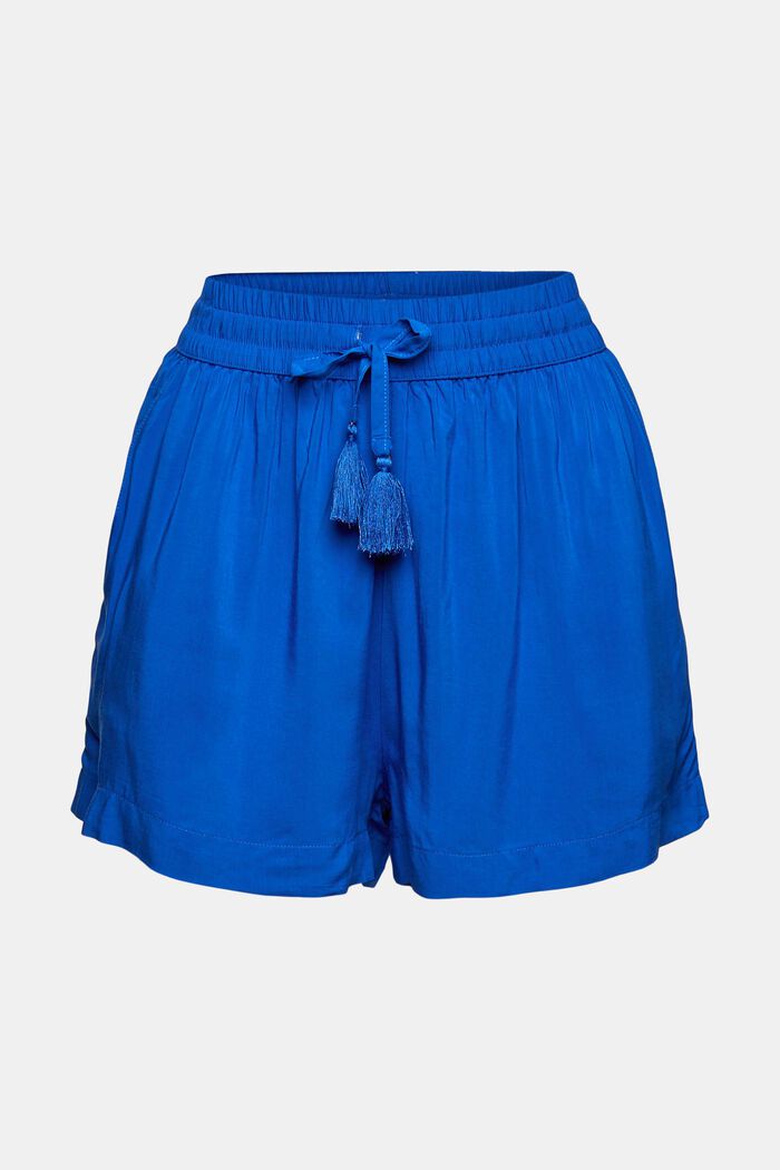 Shorts med tofsar, LENZING™ ECOVERO™, BRIGHT BLUE, detail image number 7