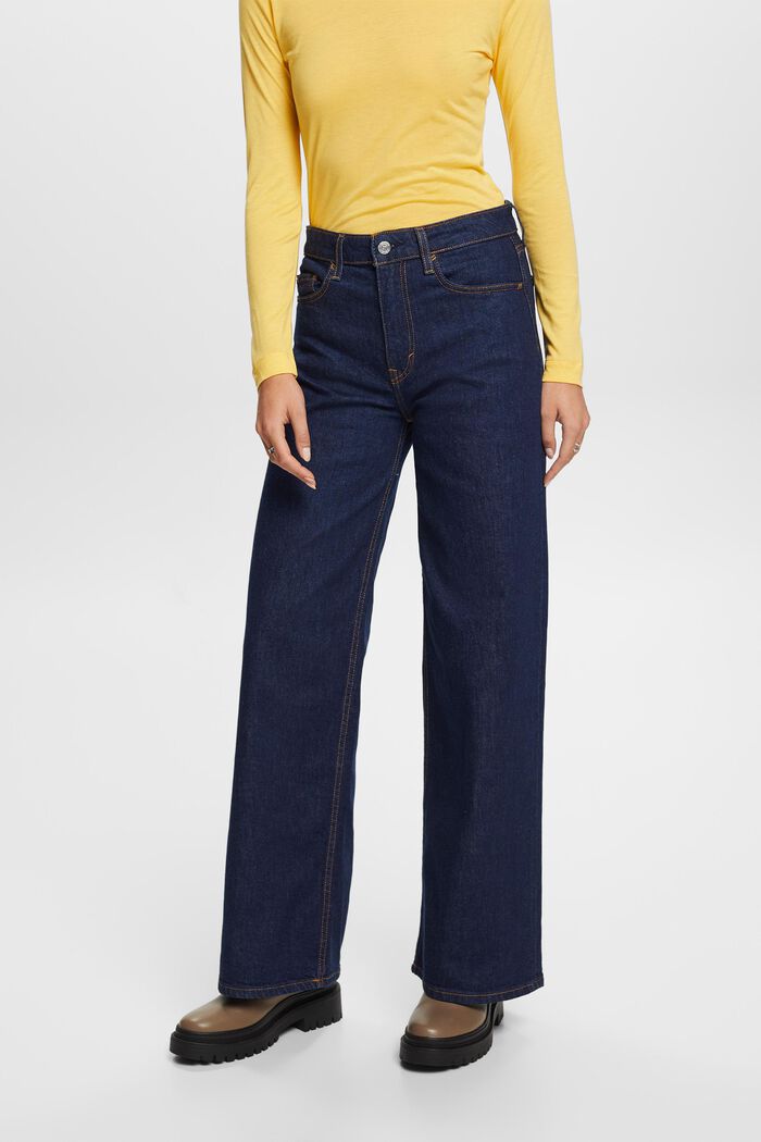 Retro-jeans med vida ben och hög midja, BLUE RINSE, detail image number 0