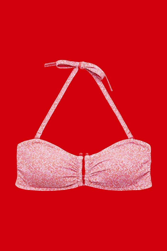Vadderad mönstrad bikini-bandeauöverdel, PINK, detail image number 3