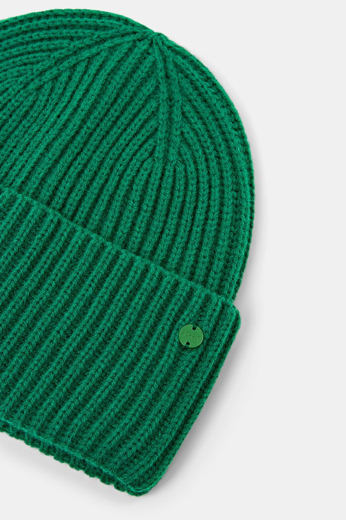 Ribbstickad beanie, GREEN, detail image number 1