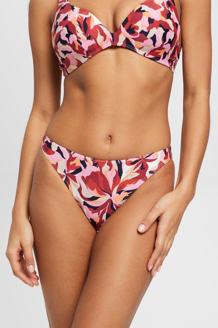 Carilo beach bikiniunderdel med blomtryck, DARK RED, detail image number 0