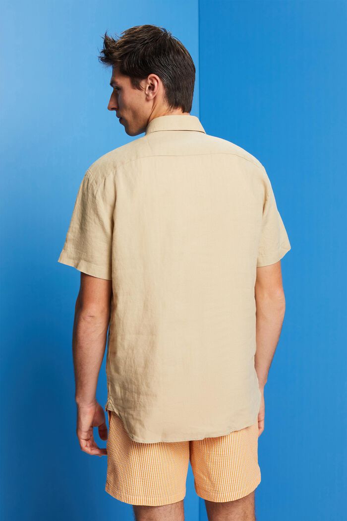 Kortärmad skjorta av linne, SAND, detail image number 3