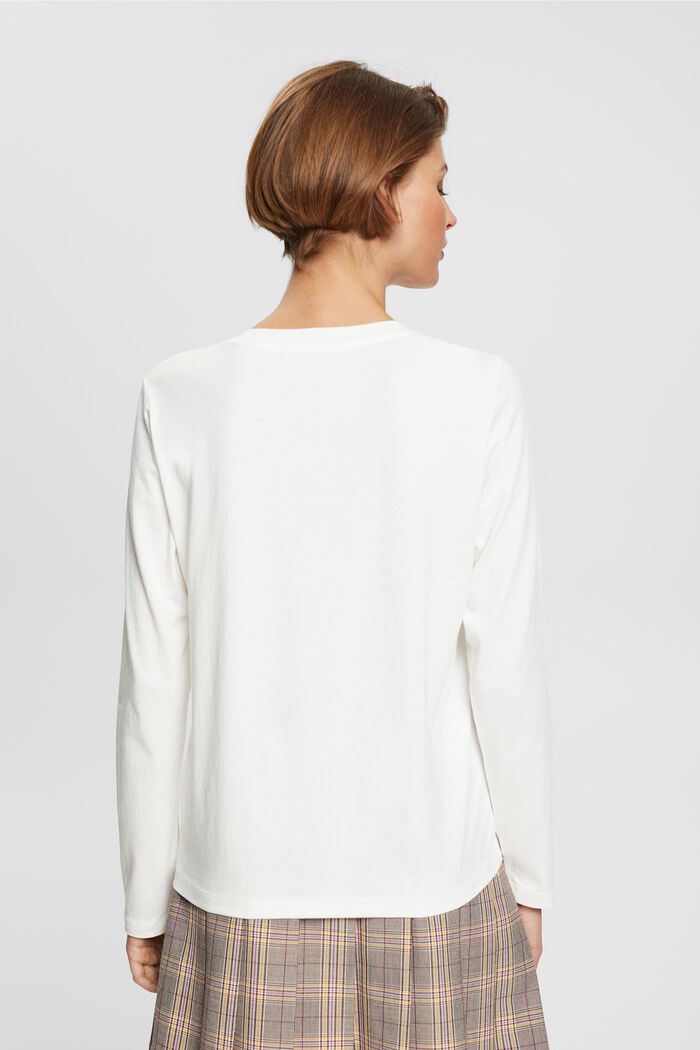 Långärmad T-shirt med tryck, 100% bomull, OFF WHITE, detail image number 3