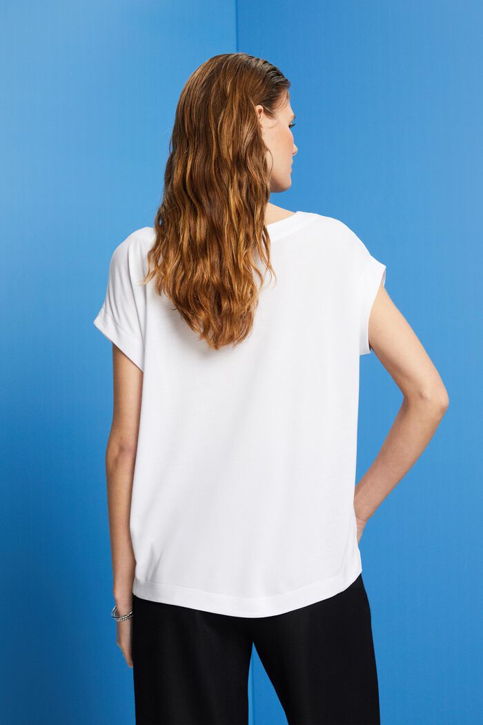 T-shirt i materialmix, LENZING™ ECOVERO™, WHITE, detail image number 3