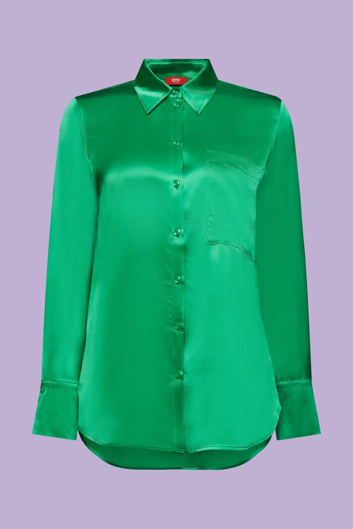 Skjorta i silkessatin, GREEN, detail image number 5
