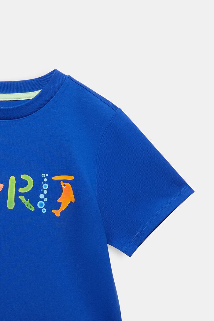 T-shirt i bomullsjersey med logo, BRIGHT BLUE, detail image number 4