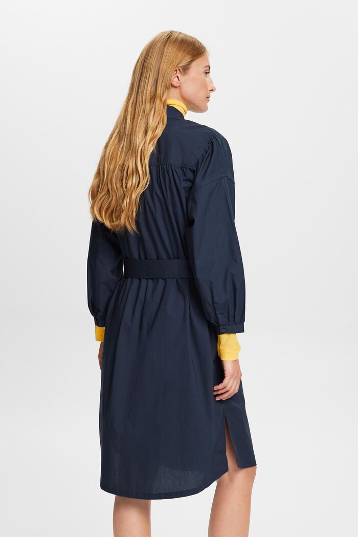 Skjortklänning med knytskärp, 100 % bomull, PETROL BLUE, detail image number 4
