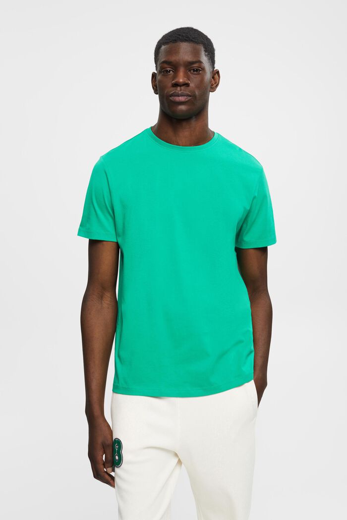 T-shirt i pimabomull med smal passform, GREEN, detail image number 0