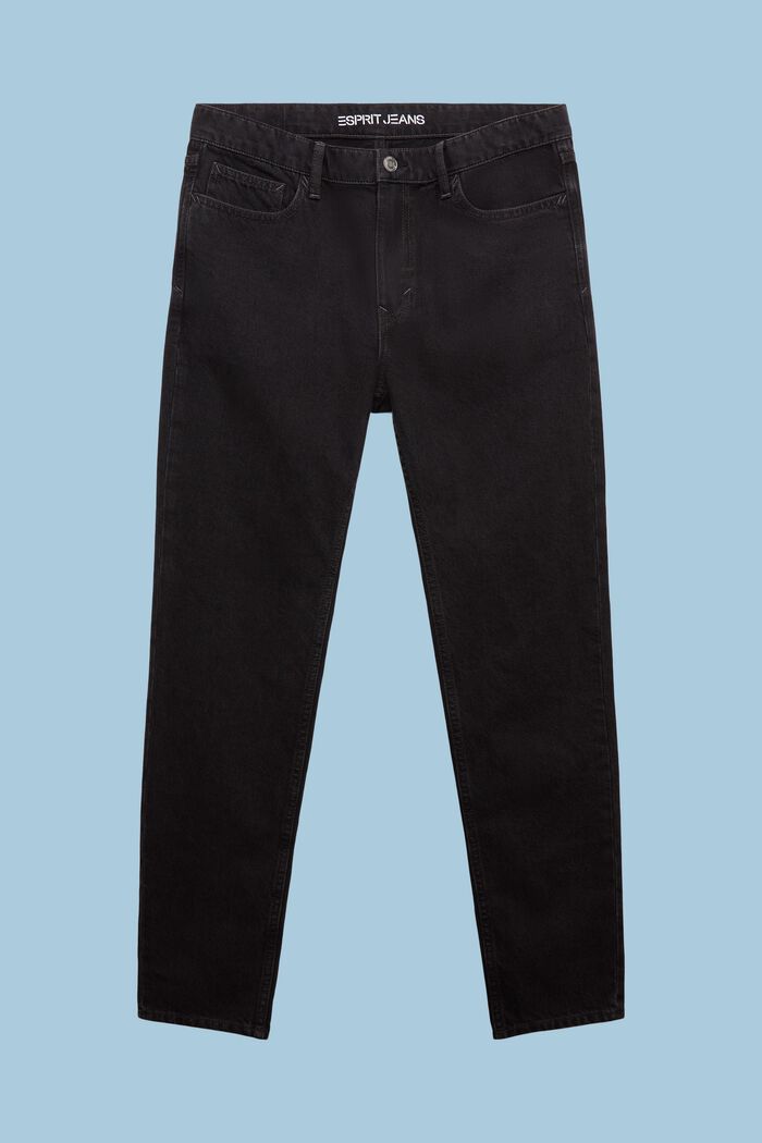 Slim-jeans, avsmalnande ben, medelhög midja, BLACK DARK WASHED, detail image number 6