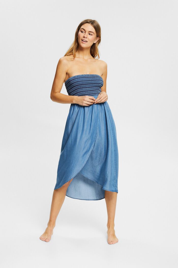 BANDEAU-klänning i denimlook, BLUE, detail image number 2