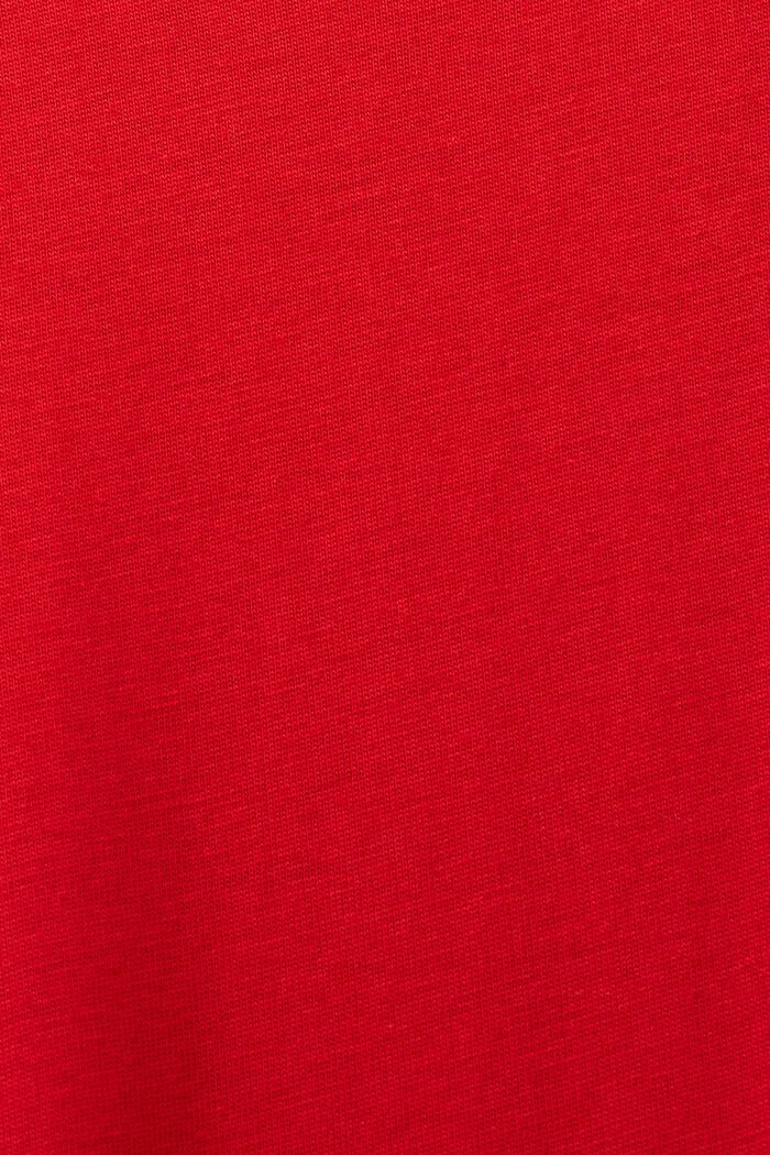 T-shirt i pimabomull-jersey med rund ringning, DARK RED, detail image number 5