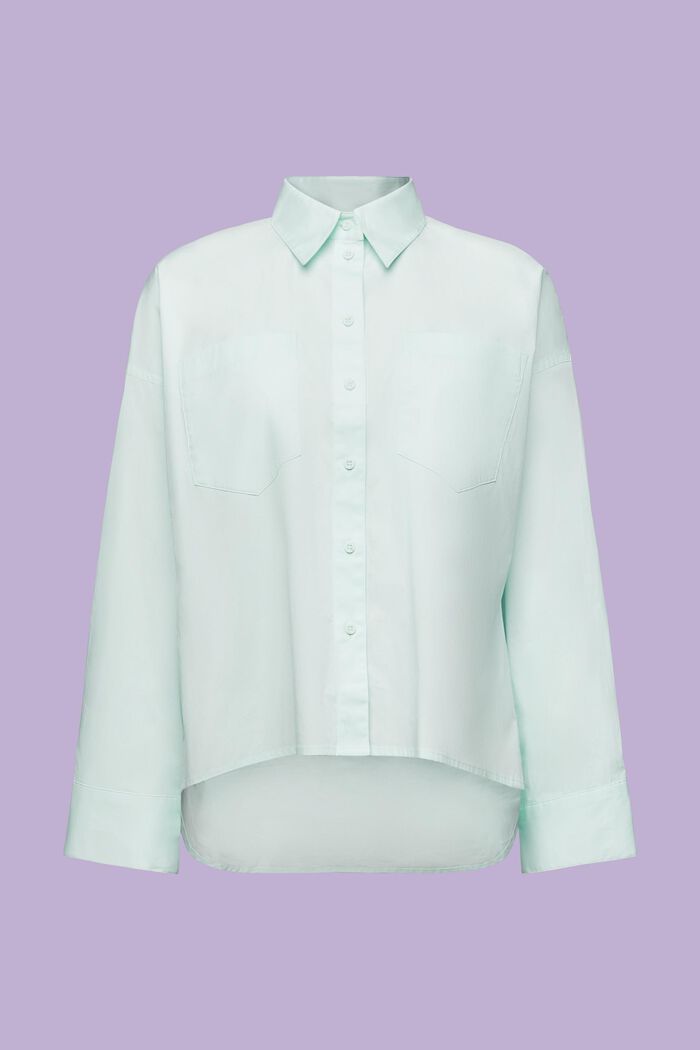 Helknäppt skjorta i bomullspoplin, LIGHT AQUA GREEN, detail image number 5